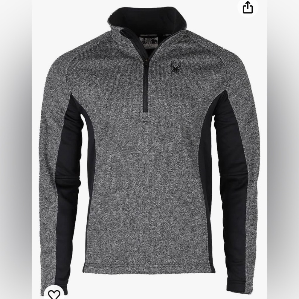 Spyder Gray and Black Mens Quarter-Zip Pullover Sweater Fleece Lining Size XXL